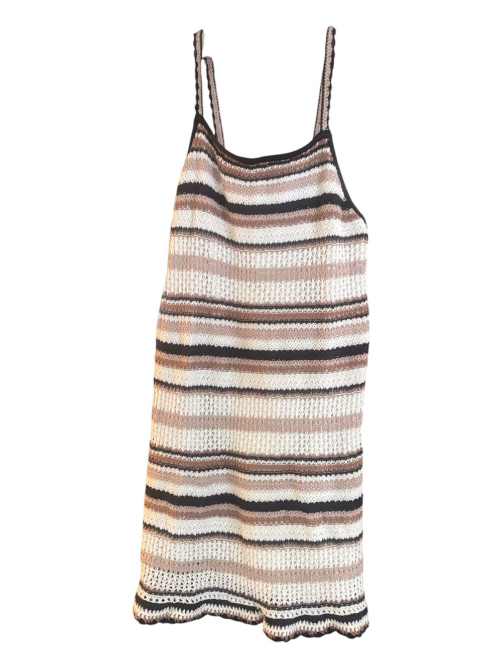American Eagle Outfitters Brown &  Cream Striped  Knit Mini Dress Size L NWT